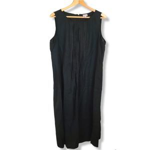 J. Jill 100% linen black pleated detail sleeveless dress LP